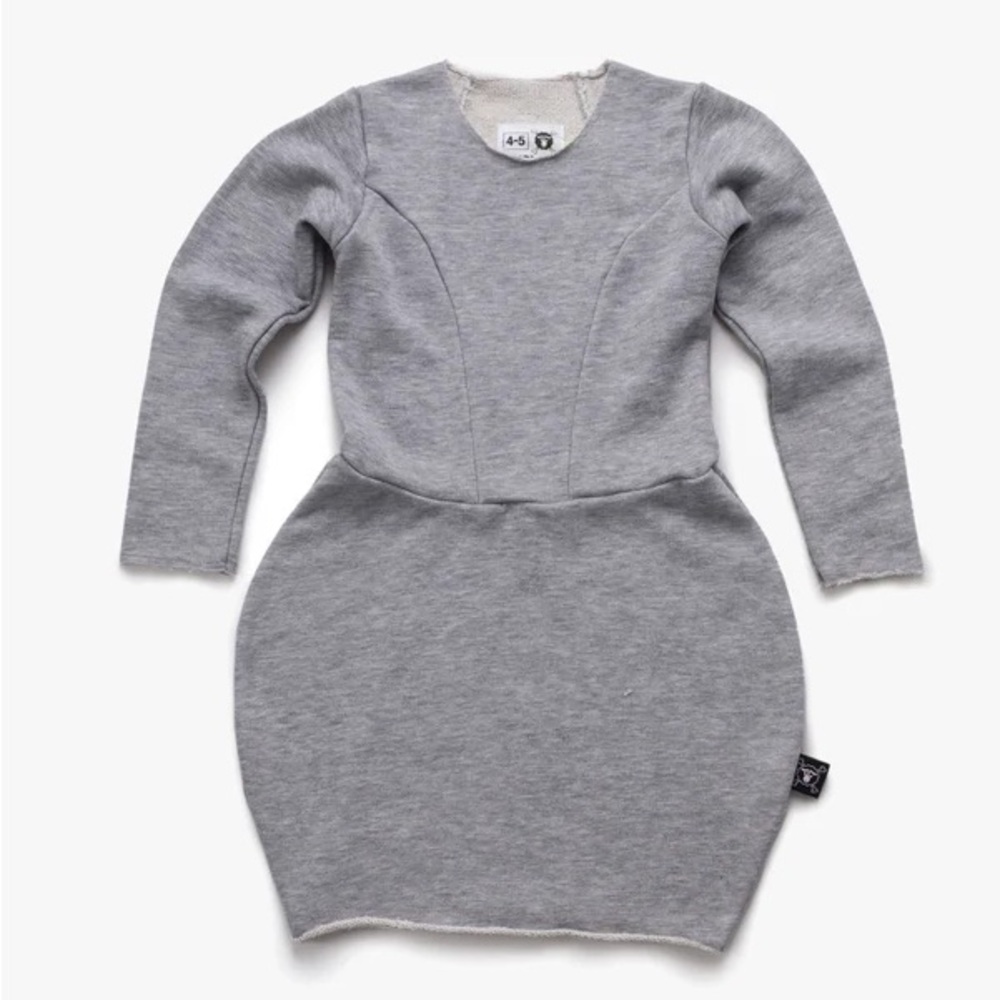 Nununu Gray Long Sleeve Dress pre owned size 4-5 yrs old